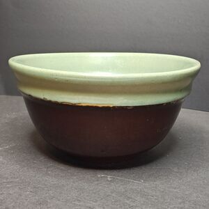 Vintage Red Wing Pottery Bowl #8 Brown Teal Green Mixing Bowl Puritan Style 8"